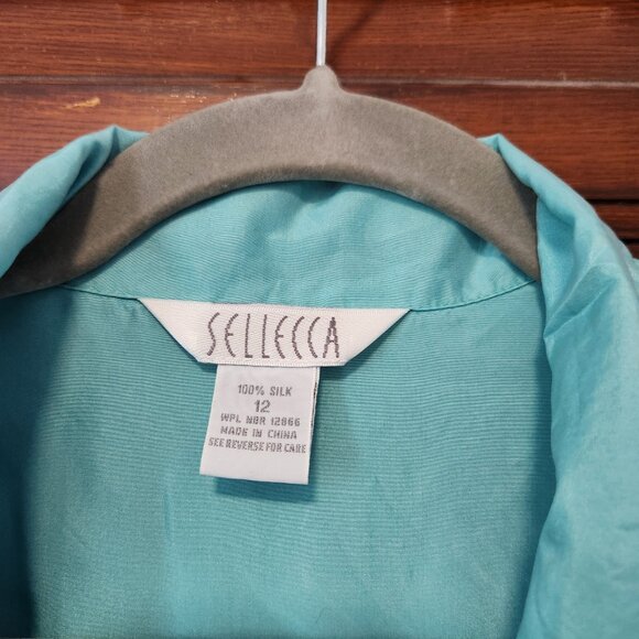 Vintage aqua 100% silk shirt - Picture 4 of 5